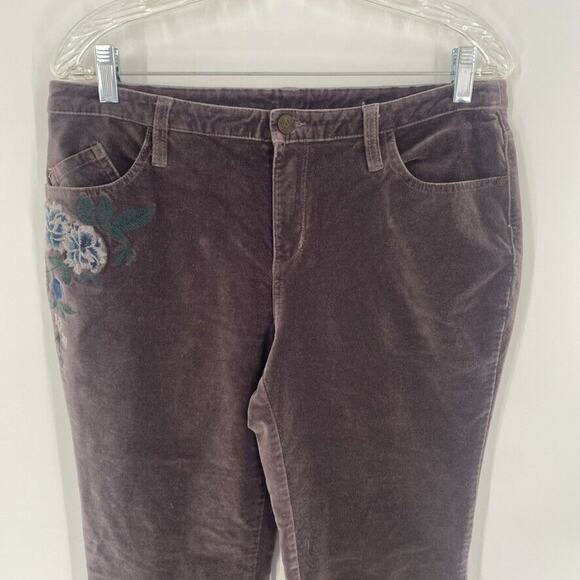 Sundance Velvet‎ Straight Leg Pants Womens Sz 30 Gray Floral Embroidered Cotton - Picture 4 of 14